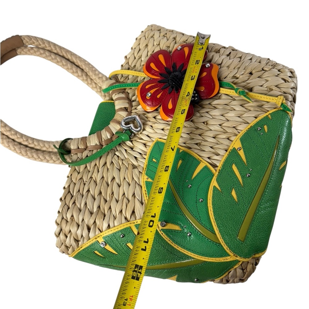BRIGHTON STRAW & LEATHER FLOWER LEAVES purse - Picture 9 of 13
